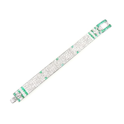 Diamond and emerald strap bracelet by Charlton